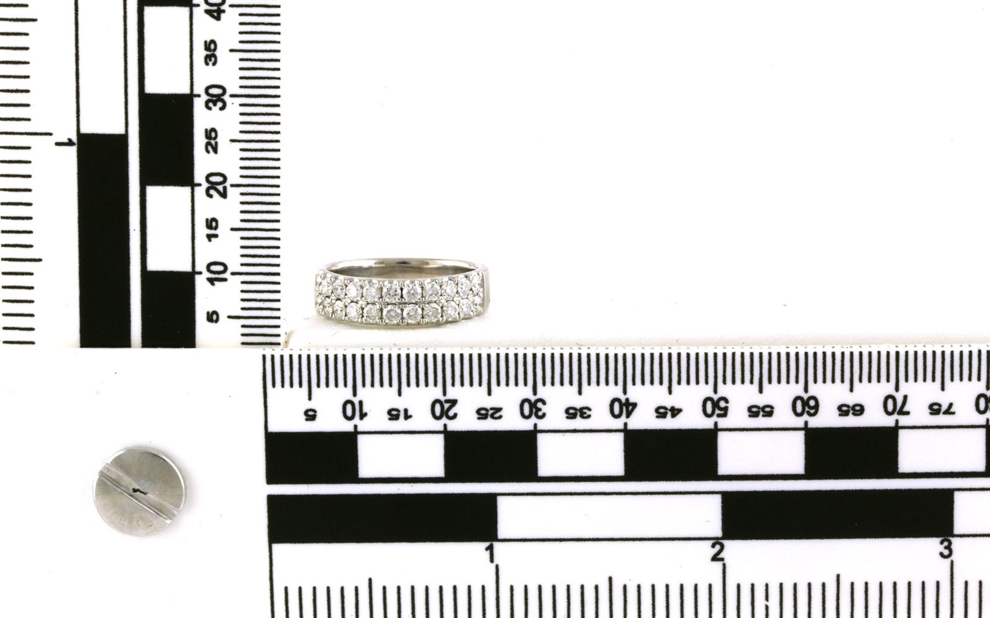 Estate Piece: 2-Row Diamond Ring in White Gold (0.66cts TWT) scale