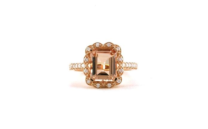 content/products/Estate Piece: Fancy-Halo Emerald-cut Morganite and Diamond Ring in Rose Gold (3.25cts TWT)