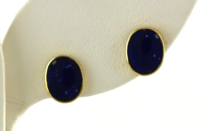 content/products/Estate Piece: Bezel-set Oval Cabochon-cut Blue Lapis Earrings in Yellow Gold