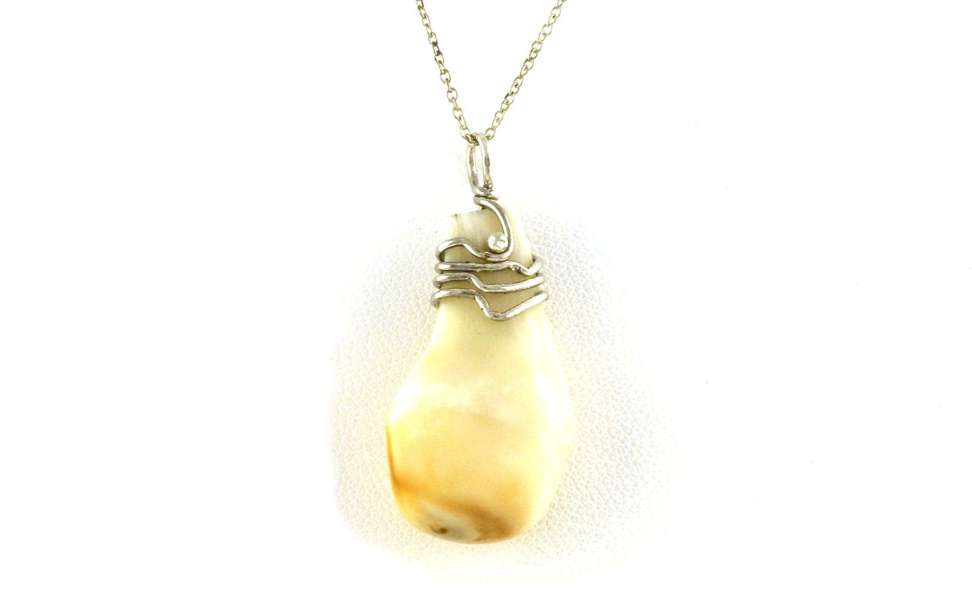 Wired Wrapped Elk Ivory Necklace in Sterling Silver