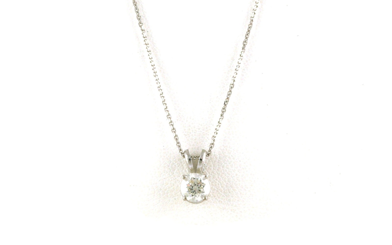 4-Prong Solitaire-style Diamond Necklace with Rabbit Ear Bail in White Gold (0.46cts)