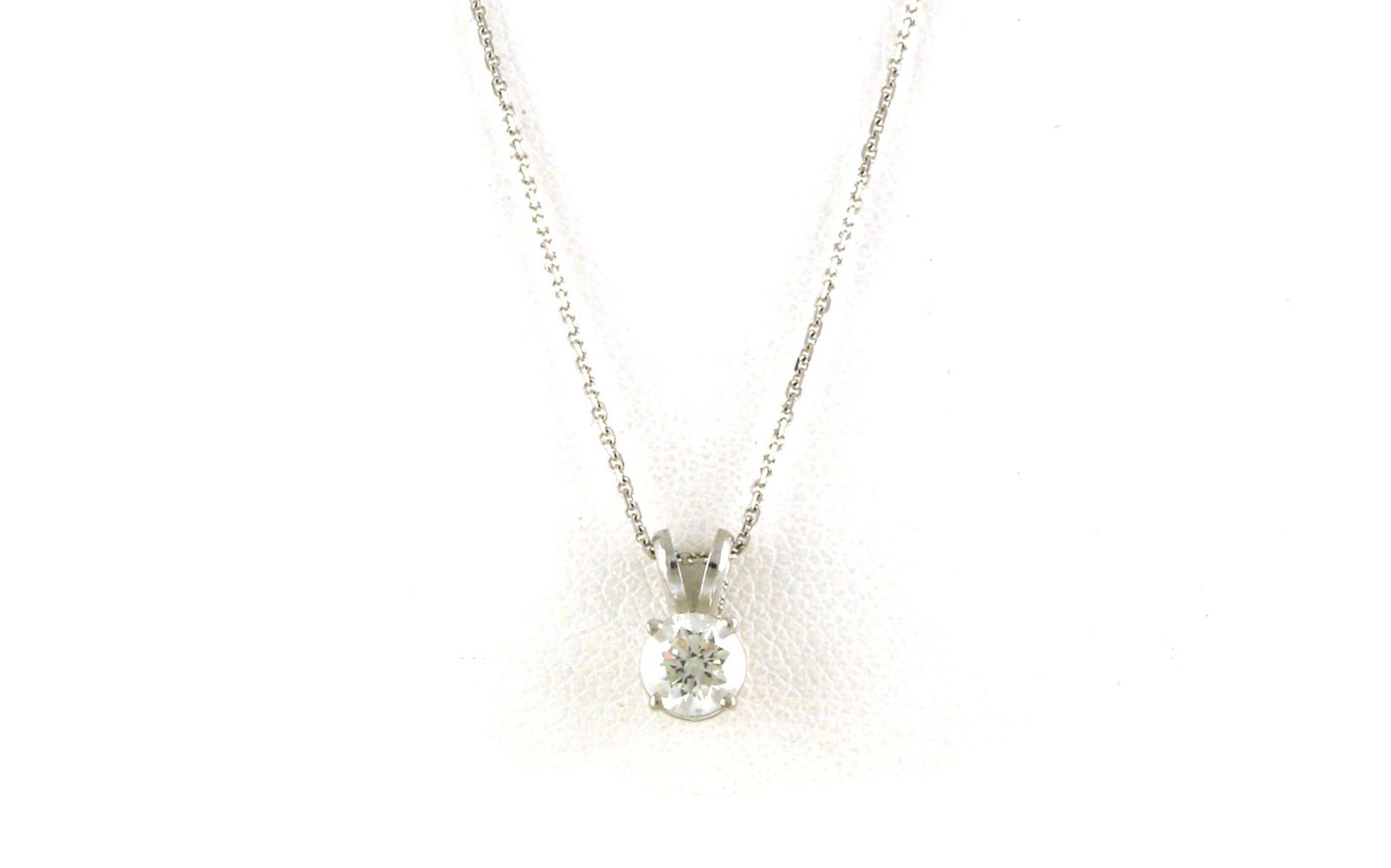 4-Prong Solitaire-style Diamond Necklace with Rabbit Ear Bail in White Gold (0.46cts)