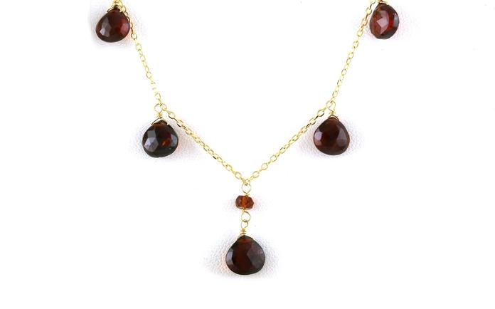 content/products/Estate Piece: Garnet Briolette Dangle Station Necklace in Yellow Gold