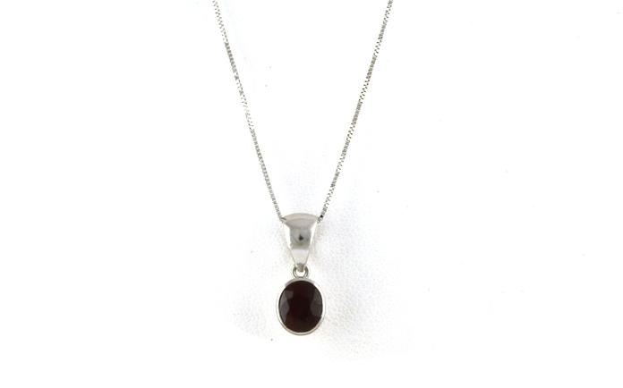 content/products/Estate Piece: Bezel-set Solitaire Oval Ruby Necklace in White Gold (1.00cts)