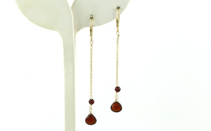 content/products/Estate Piece: Long Dangle 2-Stone Briolette Garnet Earrings in Yellow Gold 