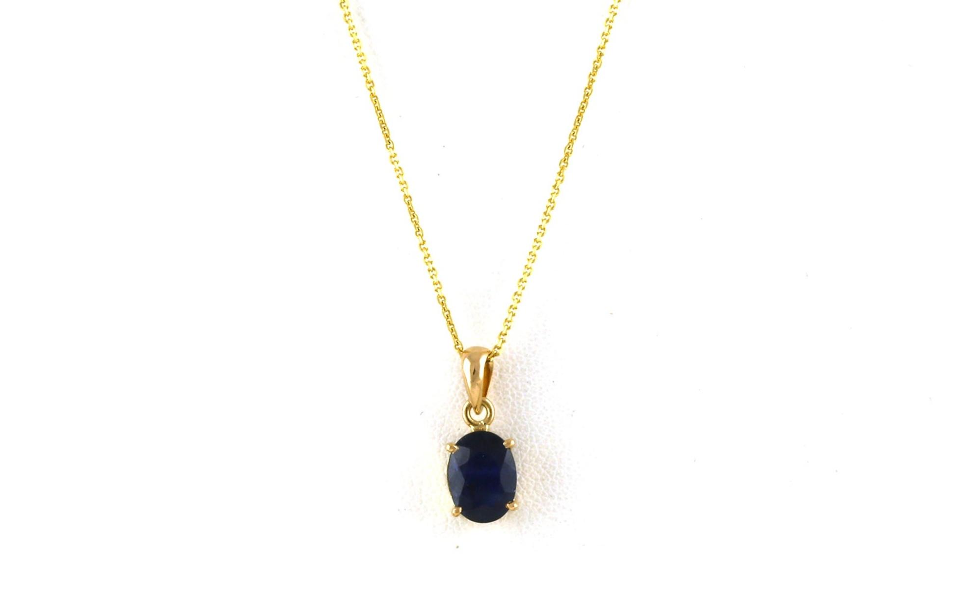 Estate Piece: Solitaire Oval-cut Sapphire Necklace in Yellow Gold (1.00cts TWT)