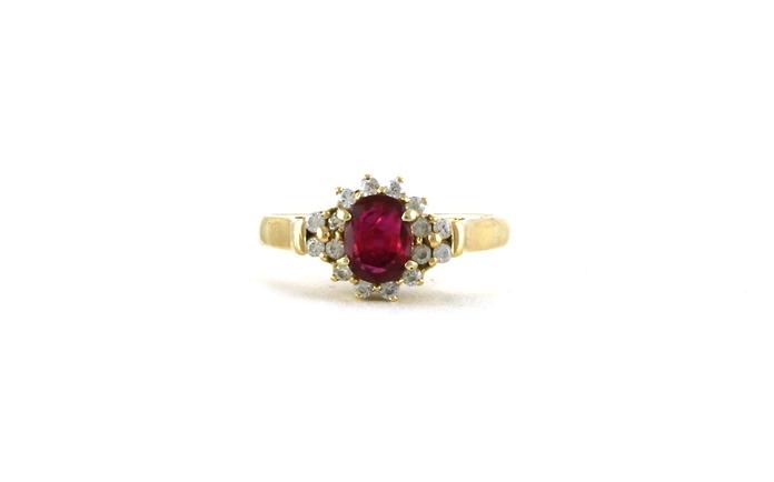 content/products/Estate Piece: Oval-cut Ruby and Diamond Cluster Ring in Yellow Gold (0.66cts TWT)