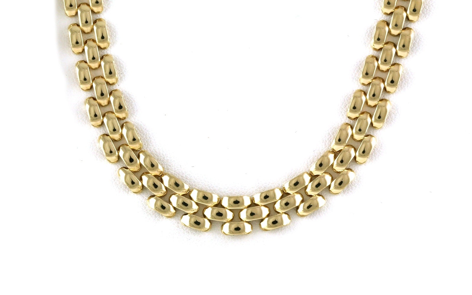 Estate Piece: Wide Three Link Chain Necklace in Yellow Gold