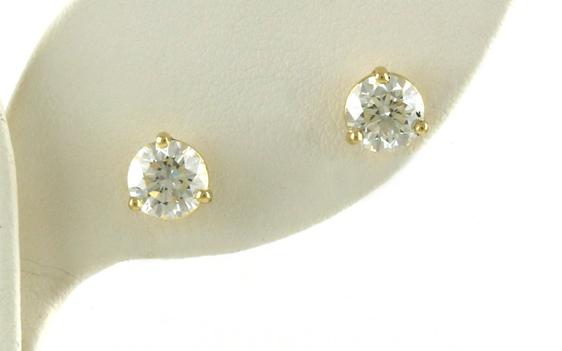 Diamond Stud Earrings in 3-Prong Martini Settings in Yellow Gold (2.01cts TWT)