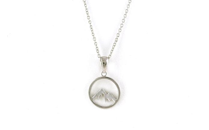 content/products/Small Circle Mountain Necklace with Satin Finish on Mountains in Sterling Silver