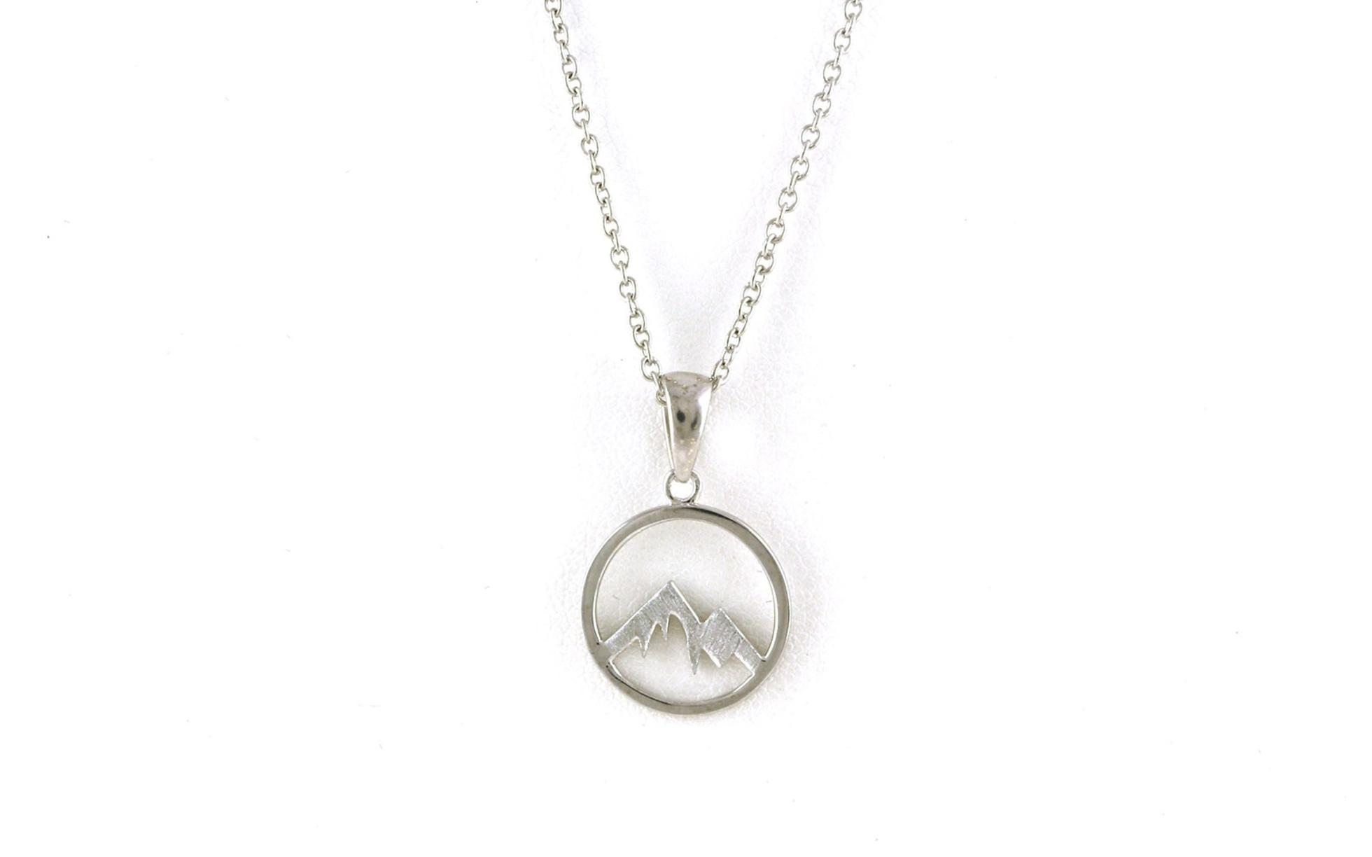 Small Circle Mountain Necklace with Satin Finish on Mountains in Sterling Silver