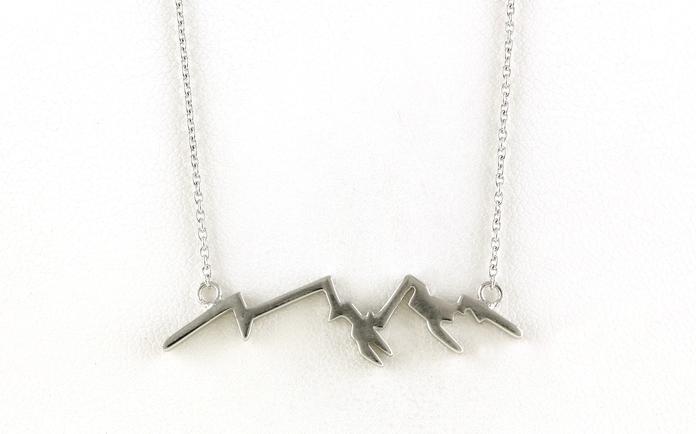 content/products/Ridgeline Mountain Bar Necklace with Satin Finish on Split Chain in Sterling Silver