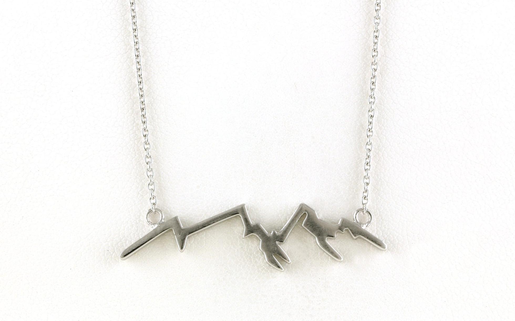 Ridgeline Mountain Bar Necklace with Satin Finish on Split Chain in Sterling Silver