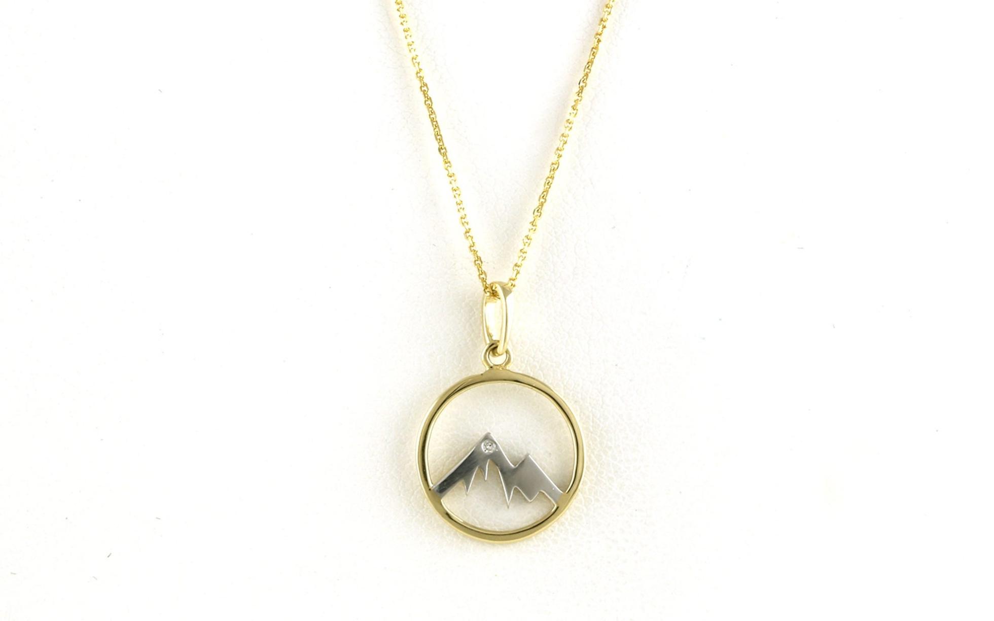 Circle Mountain  Flush-set Diamond Necklace in Two-tone Yellow and White Gold (0.01cts)