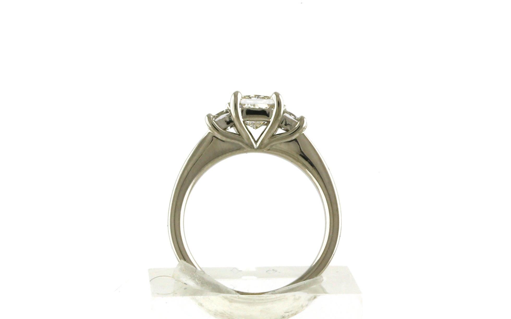 3-Stone Princess-cut Diamond Engagement Ring in White Gold (1.34cts TWT) side