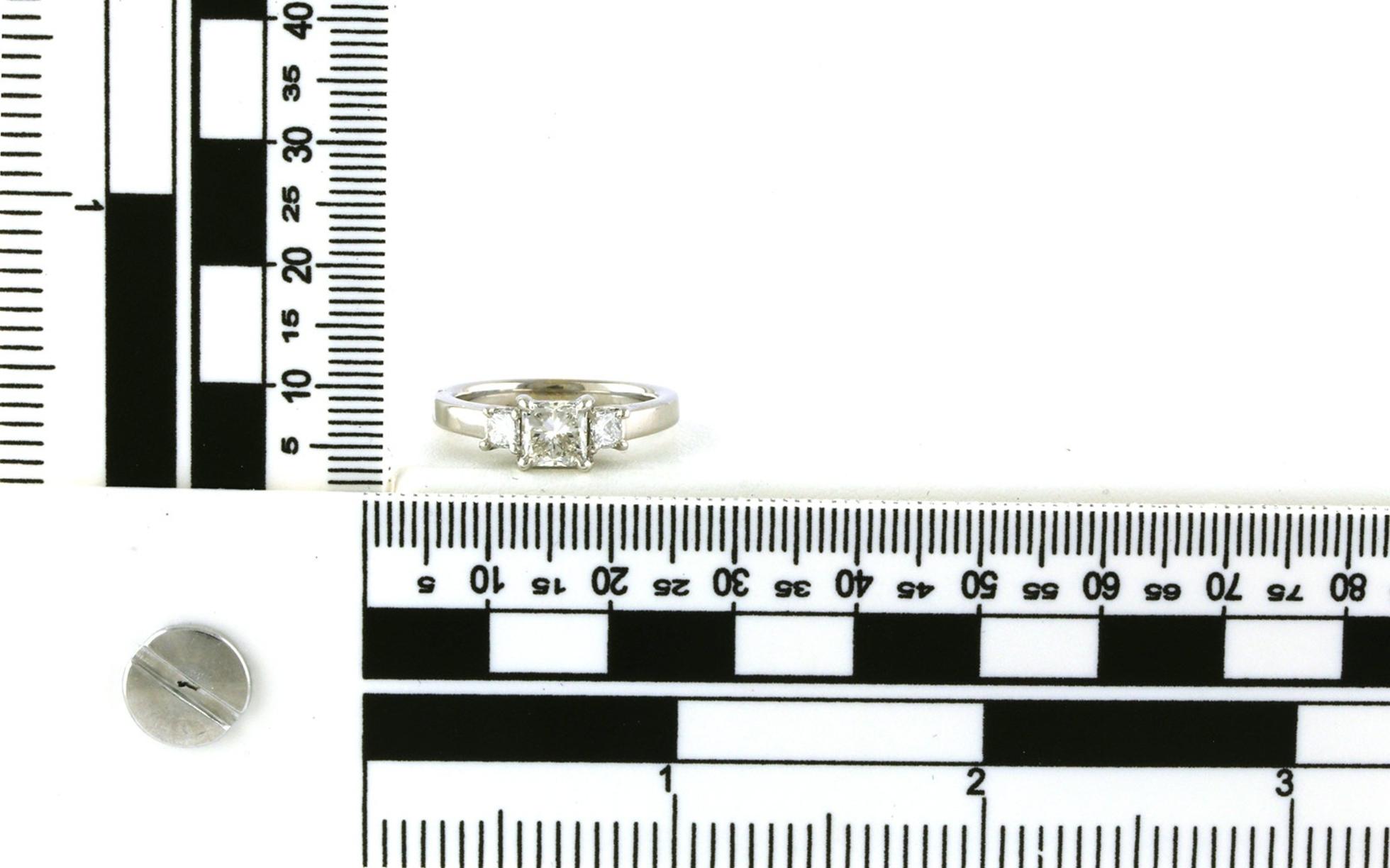 3-Stone Princess-cut Diamond Engagement Ring in White Gold (1.34cts TWT) scale