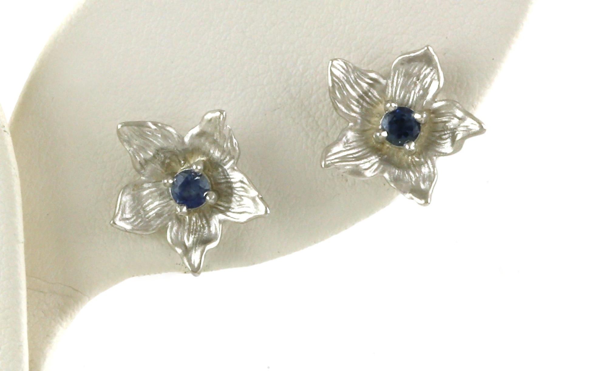 Flower Montana Sapphire Stud Earrings in Sterling Silver (0.25cts TWT)