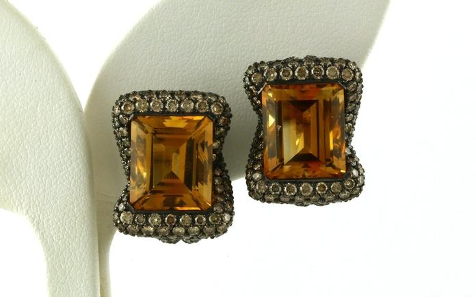 content/products/Estate Piece: Citrine Halo Earrings in Black Rhodium (2.00cts TWT)