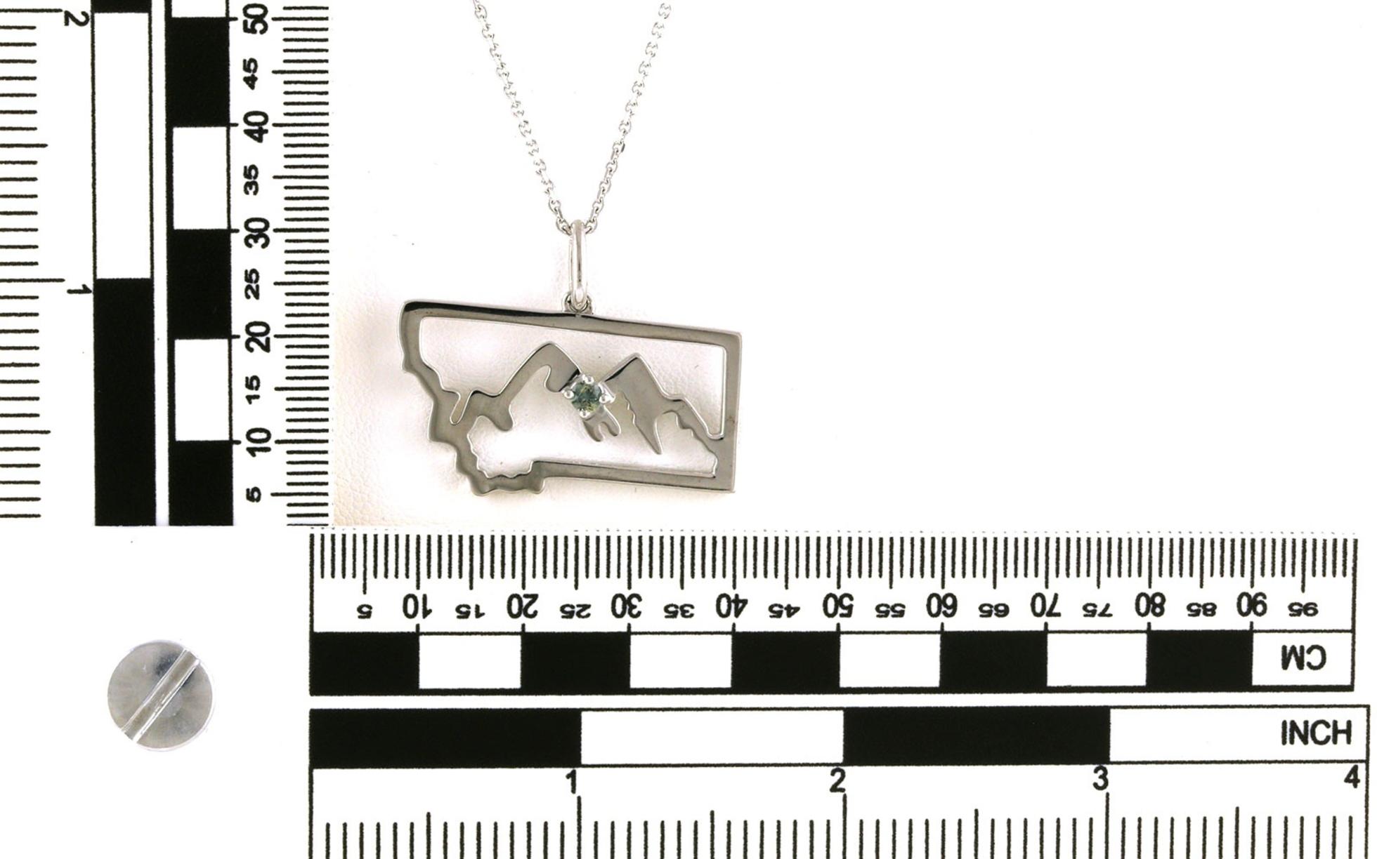 Montana Necklace with Mountains and Montana Sapphire  in Sterling Silver (0.13ct) - Scale Image