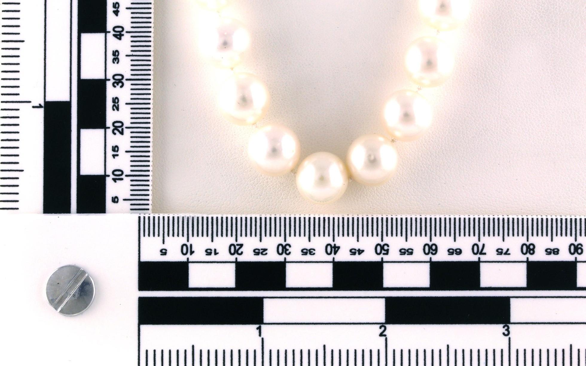 Estate Piece: South Sea Pearls Strand with White Gold Clasp (10.5 x 11mm)  - Scale