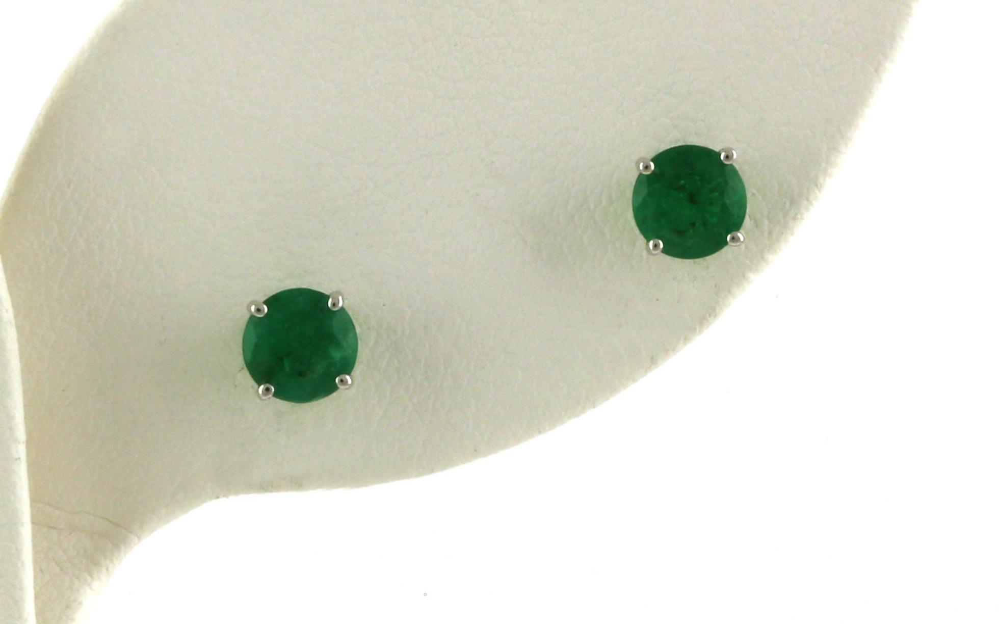 Estate Piece: Emerald Stud Earrings in White Gold (1.00cts TWT)