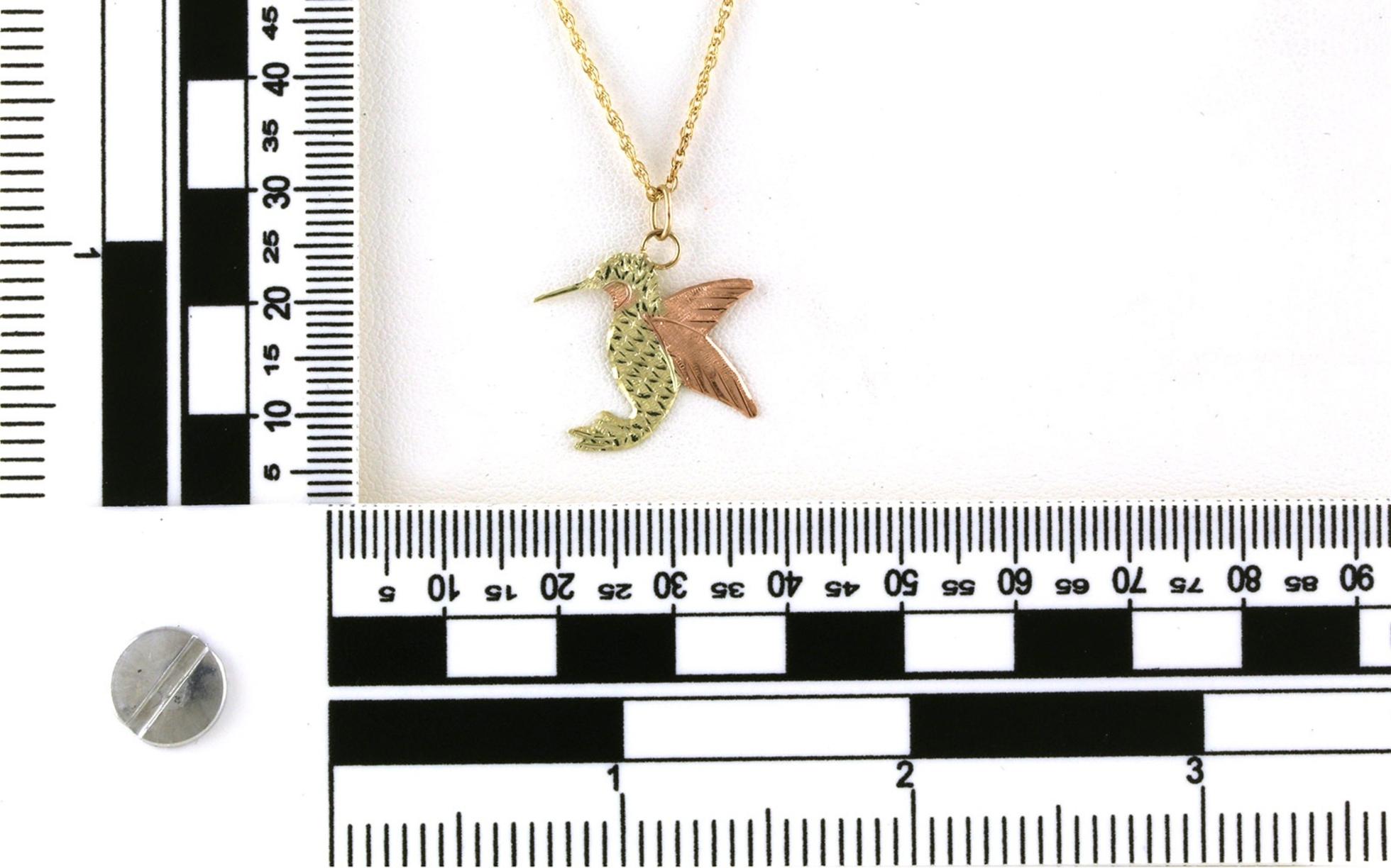 Hummingbird Necklace in Two-Tone Yellow Gold - Scale