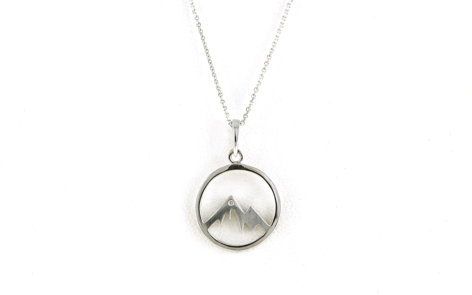 Circle Mountain Flush-set Diamond Necklace in White Gold (0.01cts)