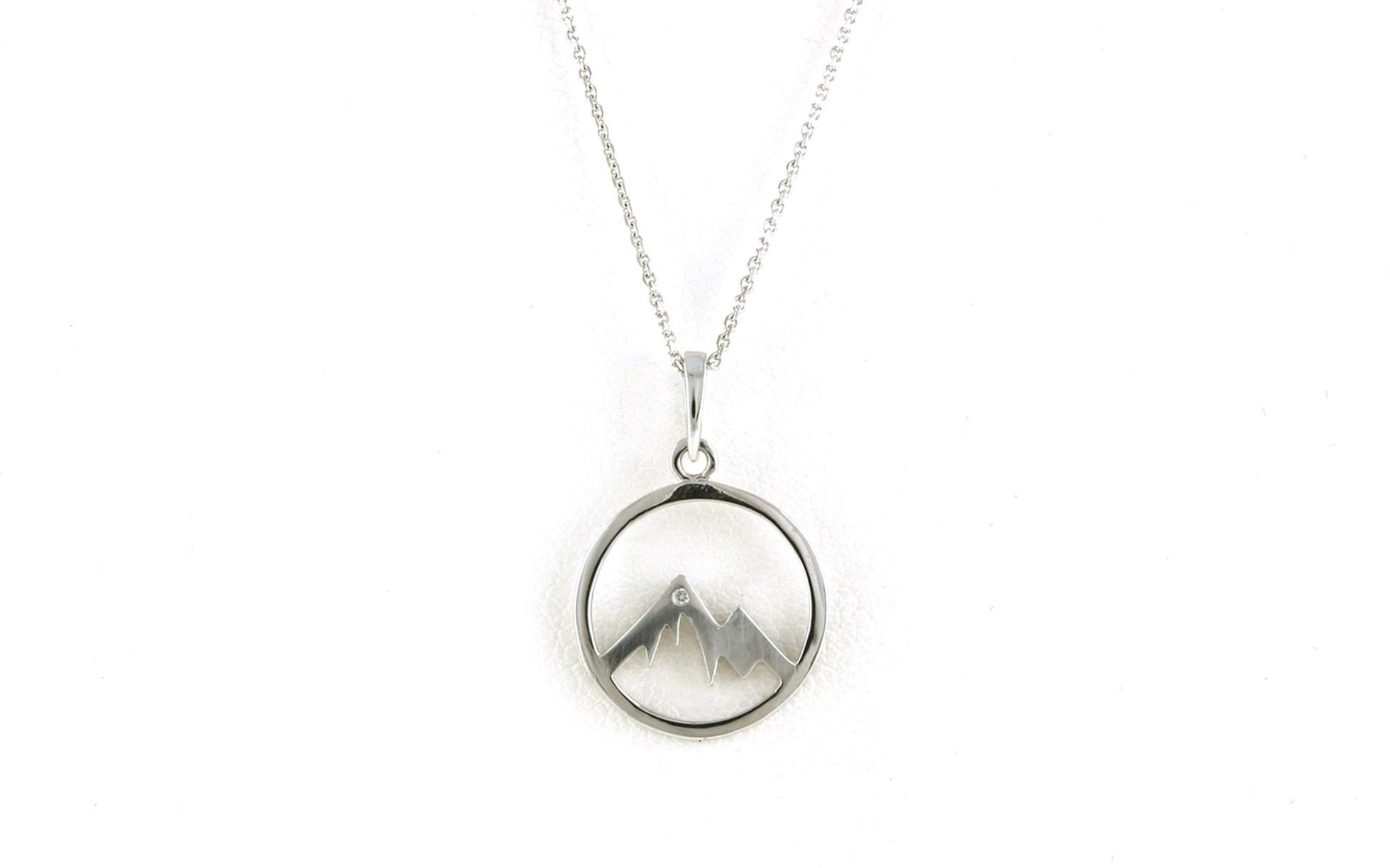 Circle Mountain  Flush-set Diamond Necklace in White Gold (0.01cts)