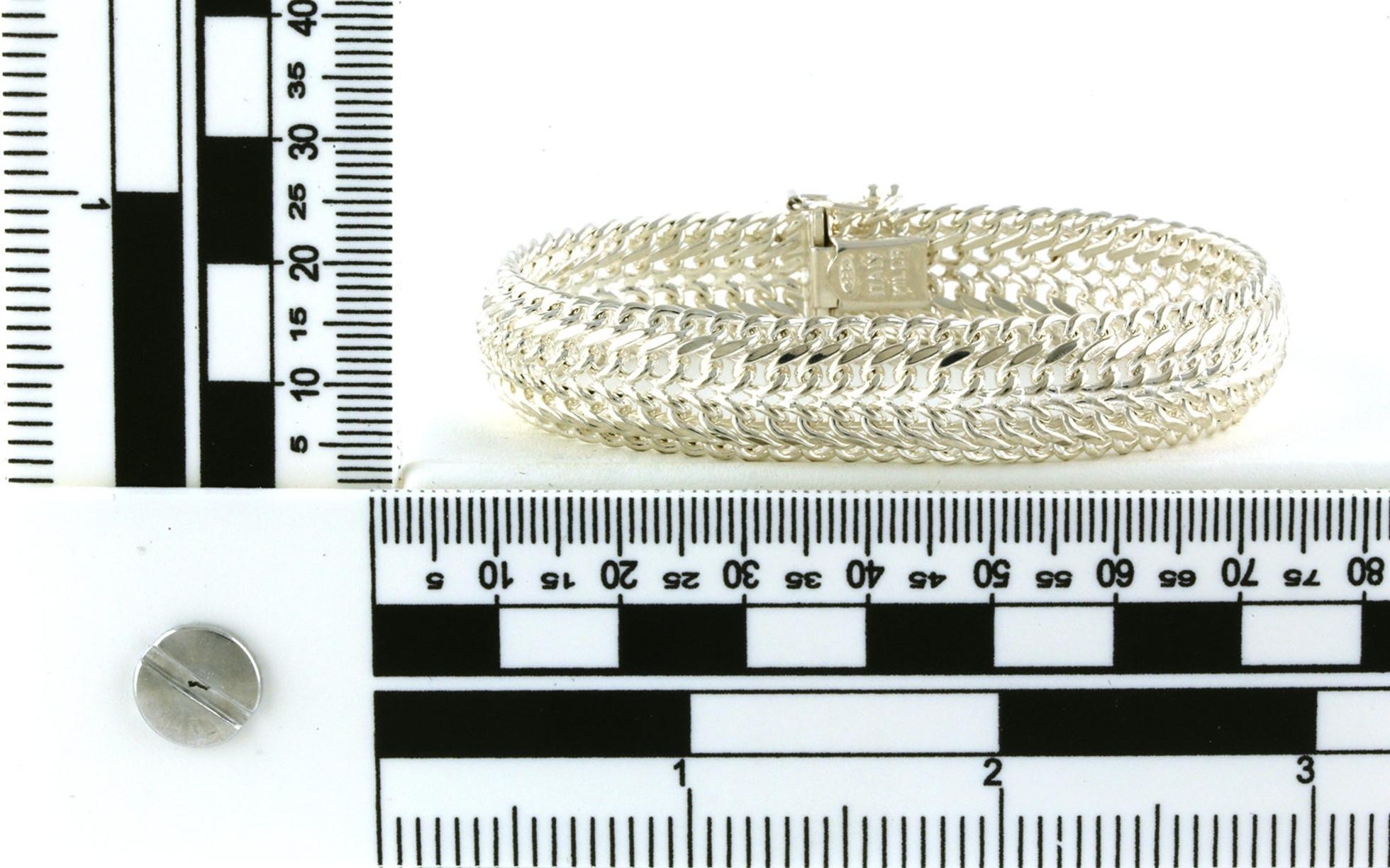 Estate Piece: Wide Woven Chain Bracelet in Sterling Silver