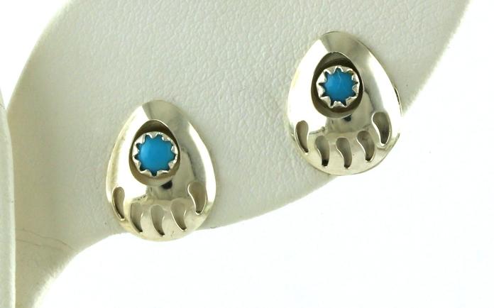 content/products/Estate Piece: Bear Print Turquoise Stud Earrings in Sterling Silver