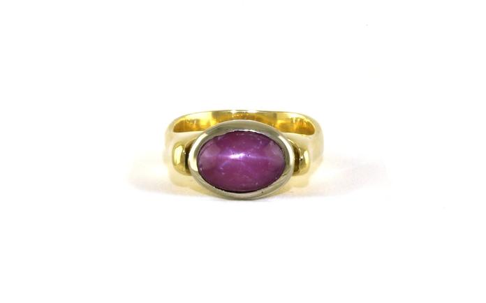 content/products/Estate Piece: East-West Bezel-set Oval Cabochon-cut Star Ruby Ring in Two-tone Yellow and White Gold (2.00cts)