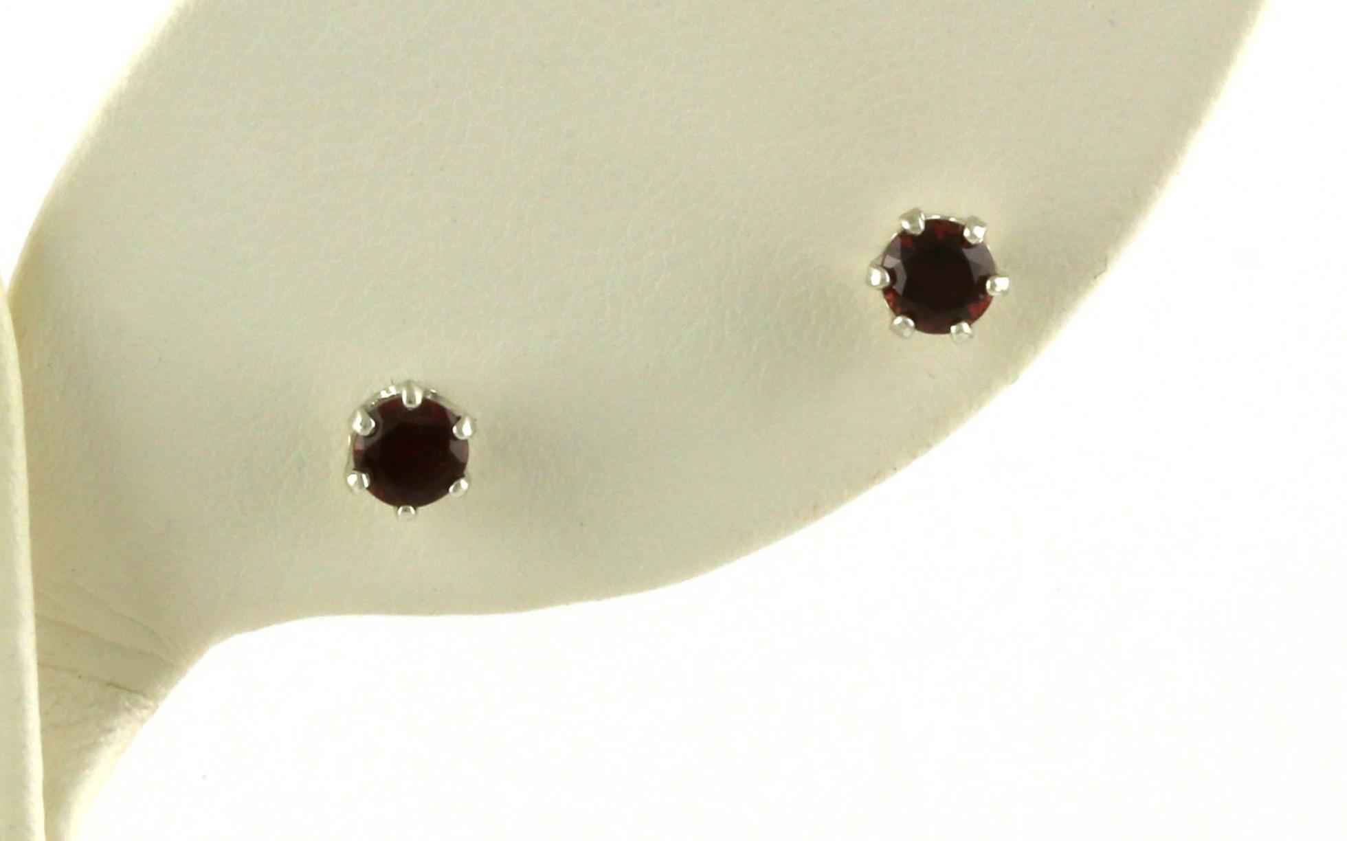 Montana Garnet Stud Earrings in 6-Prong Settings in Sterling Silver (4.00mm)