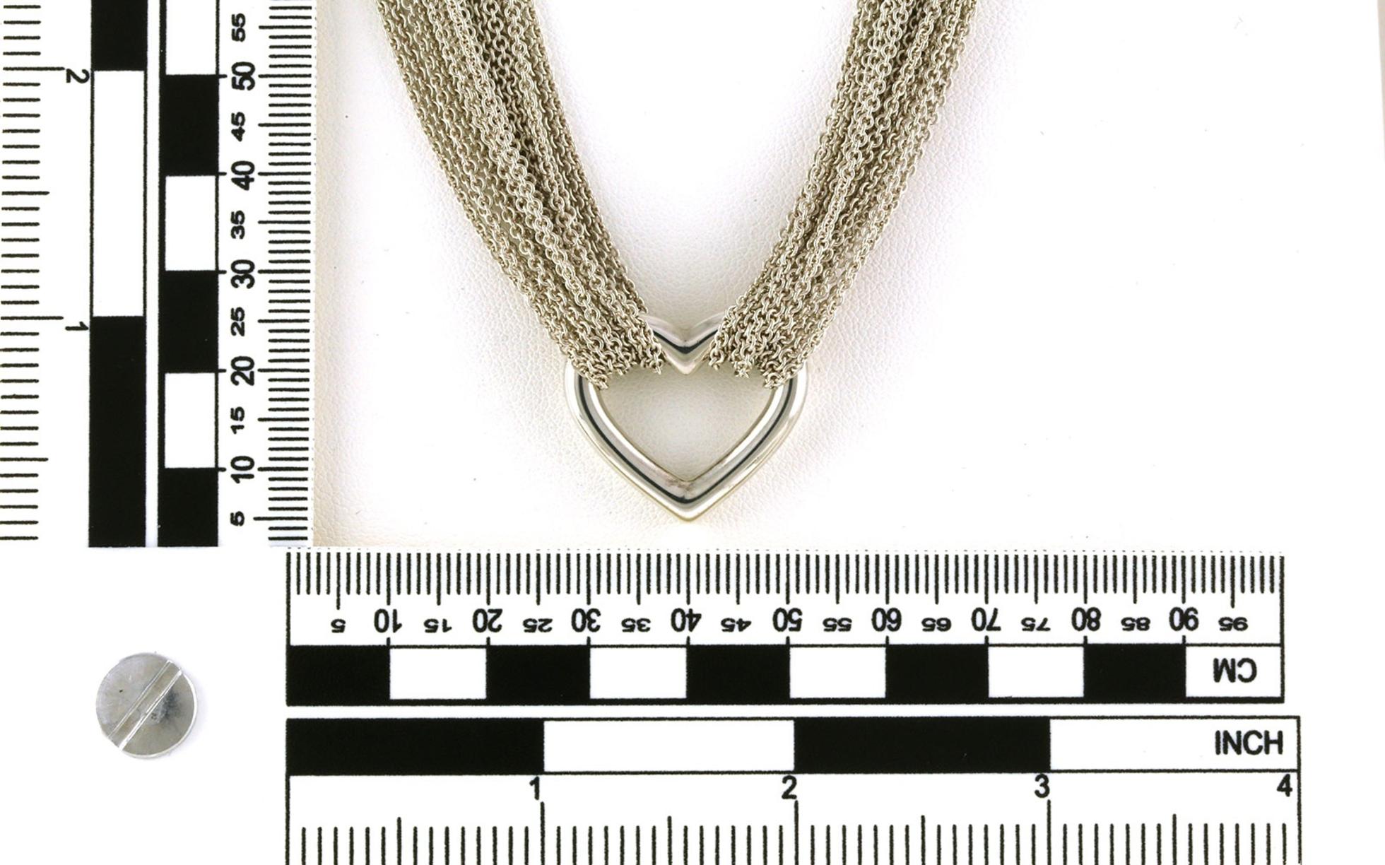 Estate Piece: Tiffany & Co. Multi Strand Heart Necklace with Toggle Clasp in Sterling Silver scale