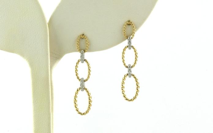 content/products/Graduated Triple Oval Link Diamond Dangle Earrings in Yellow Gold (0.09cts TWT)