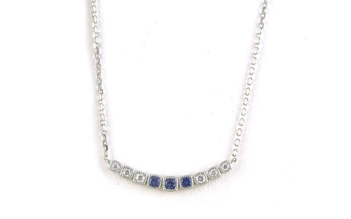 content/products/Smile 9-Stone Montana Yogo Sapphire and Diamond Necklace with Milgrain Detail in White Gold (0.26cts TWT)