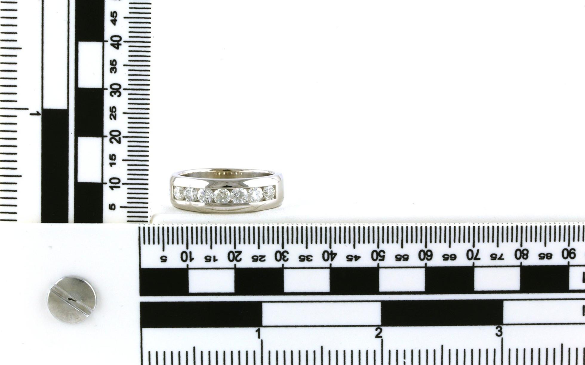 Estate Piece: 7-Stone Channel-set Diamond Wedding Band in White Gold (1.25cts TWT) scale