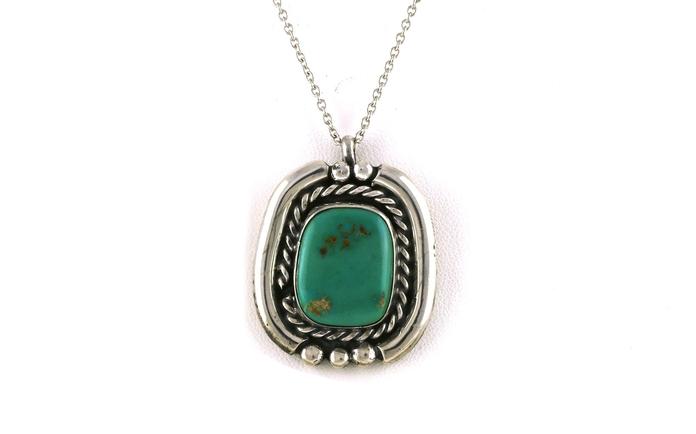 content/products/Estate Piece: Bezel-set Oval Turquoise Necklace with Rope Halo and Bead Details in Sterling Silver