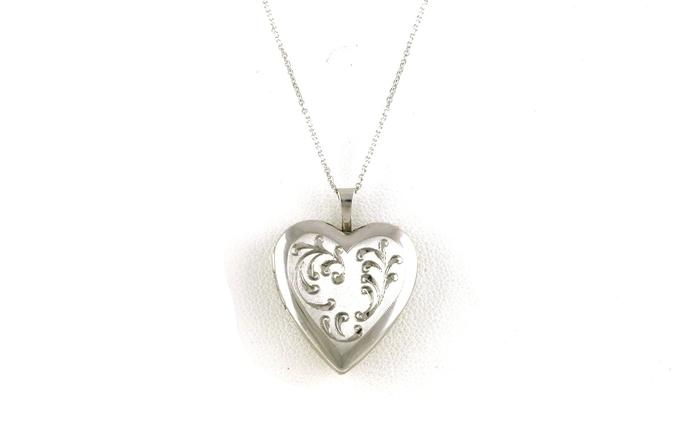 content/products/Estate Piece: Heart Locket Necklace with Floral Engraved Details in White Gold