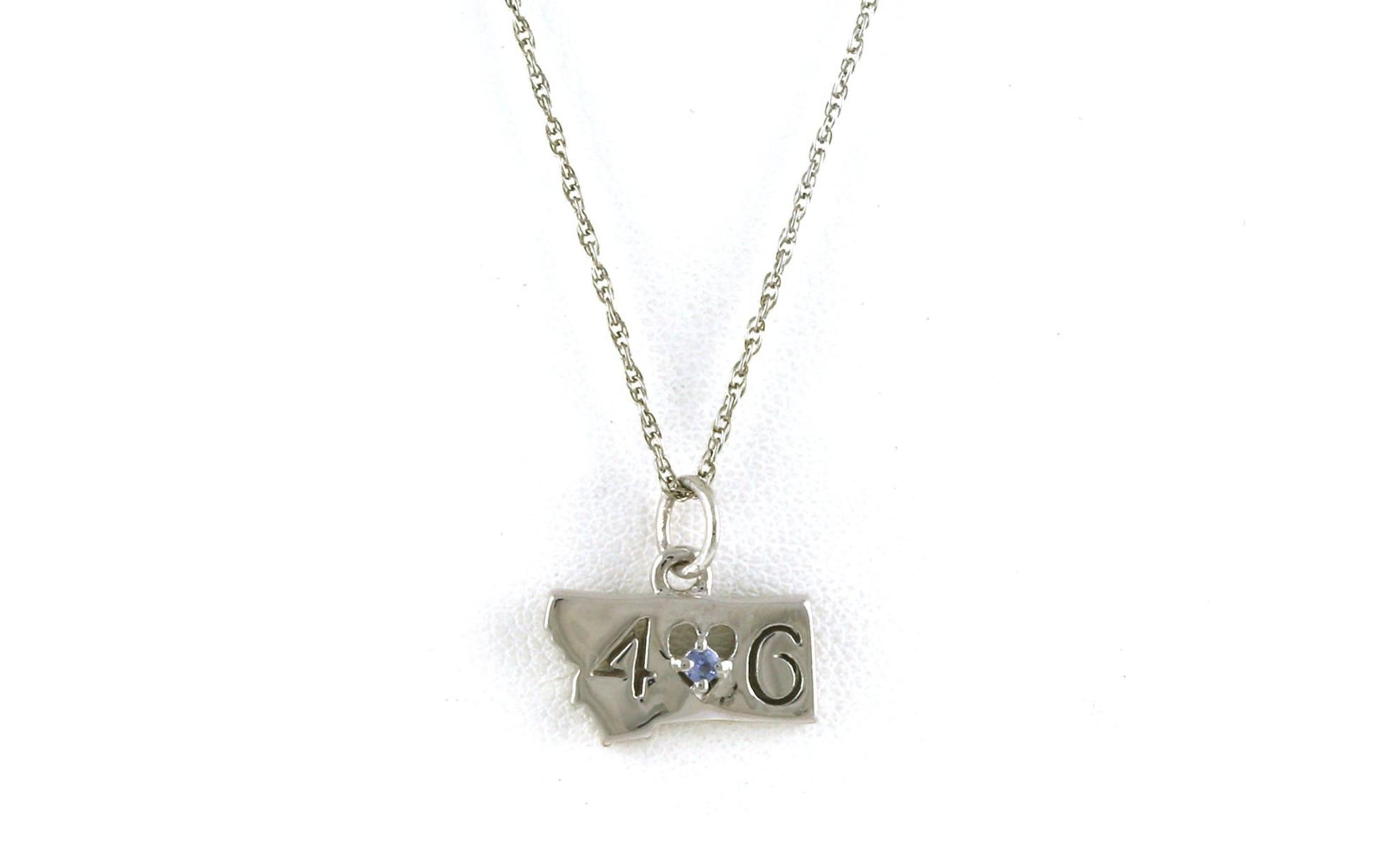 Petite State of Montana "406" Heart Montana Yogo Sapphire Necklace in Sterling Silver (0.03cts)