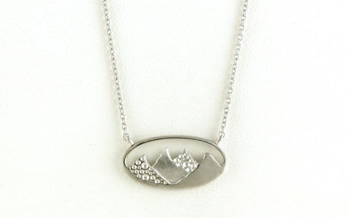 content/products/Oval Mountain Necklace with Satin Finish on Split Chain in Sterling Silver