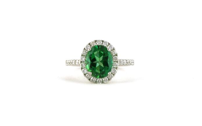 content/products/Estate Piece: Halo-style Oval Green Tourmaline and Diamond Ring in White Gold (3.60cts TWT)