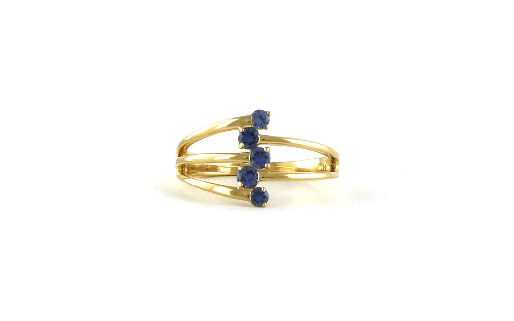 5-Band 5-Stone Montana Yogo Sapphire Ring in Yellow Gold (0.34cts TWT)