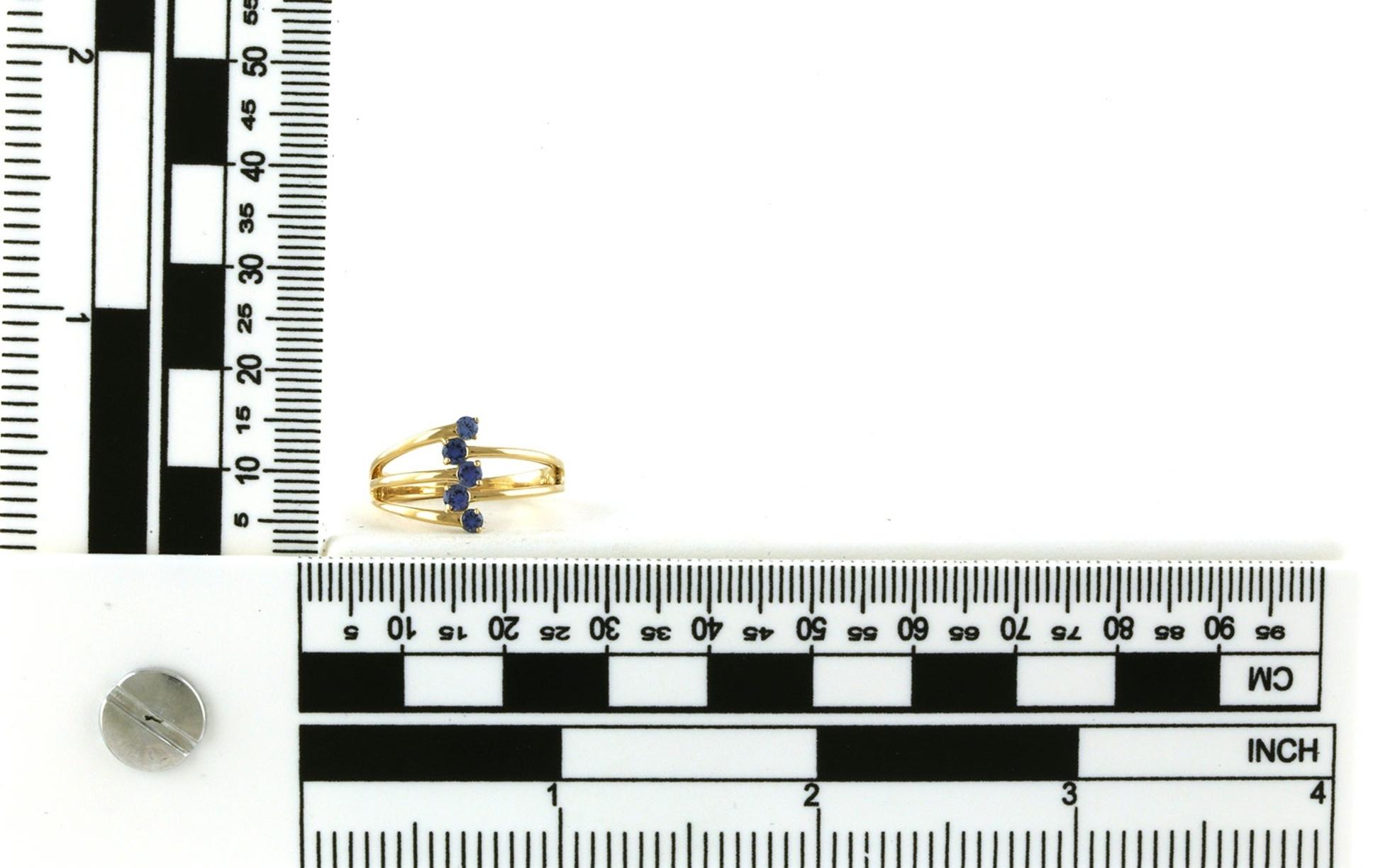 5-Band 5-Stone Montana Yogo Sapphire Ring in Yellow Gold (0.34cts TWT) scale