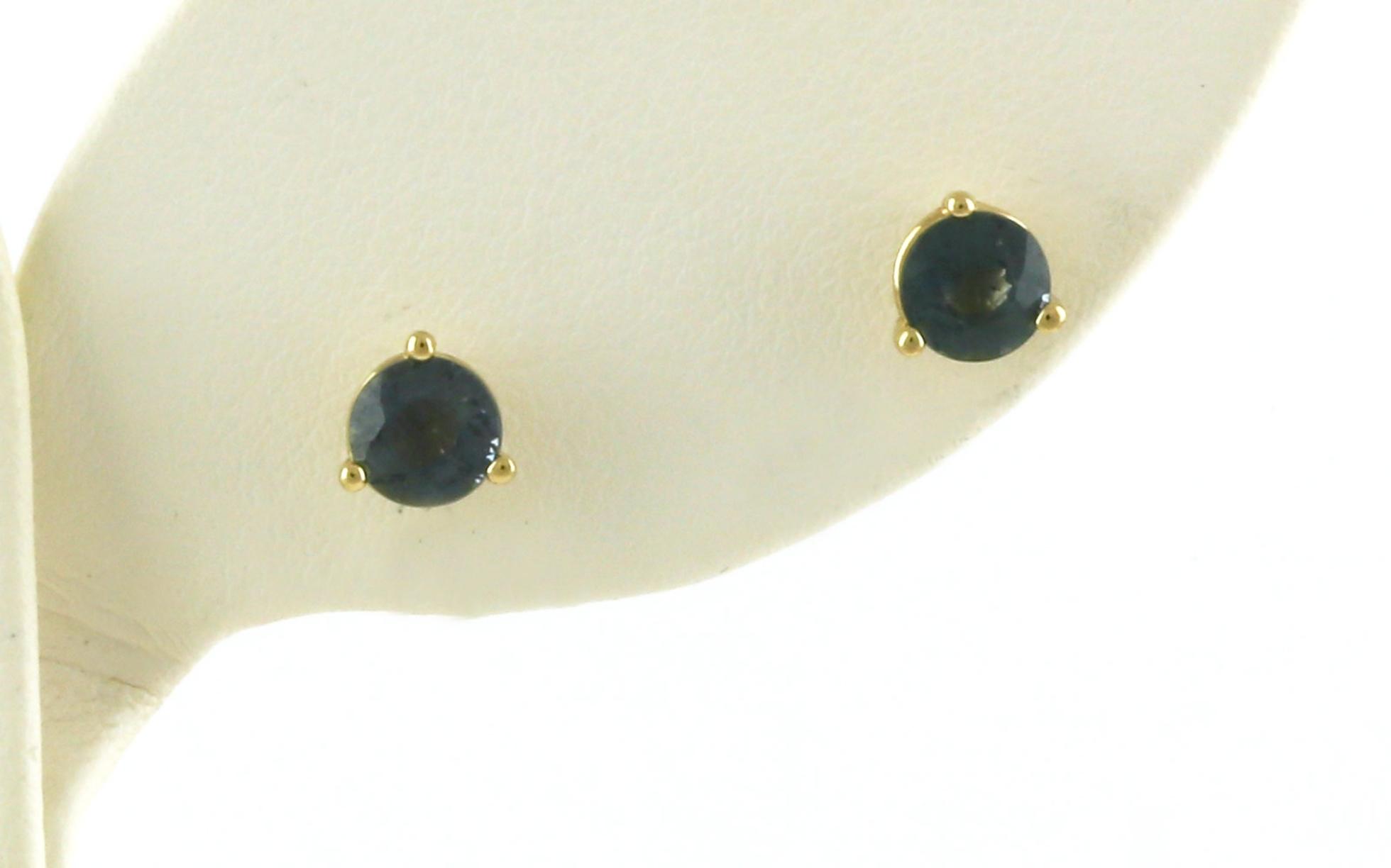 Montana Sapphire Stud Earrings in 3-Prong Martini Settings in Yellow Gold (1.35cts TWT)