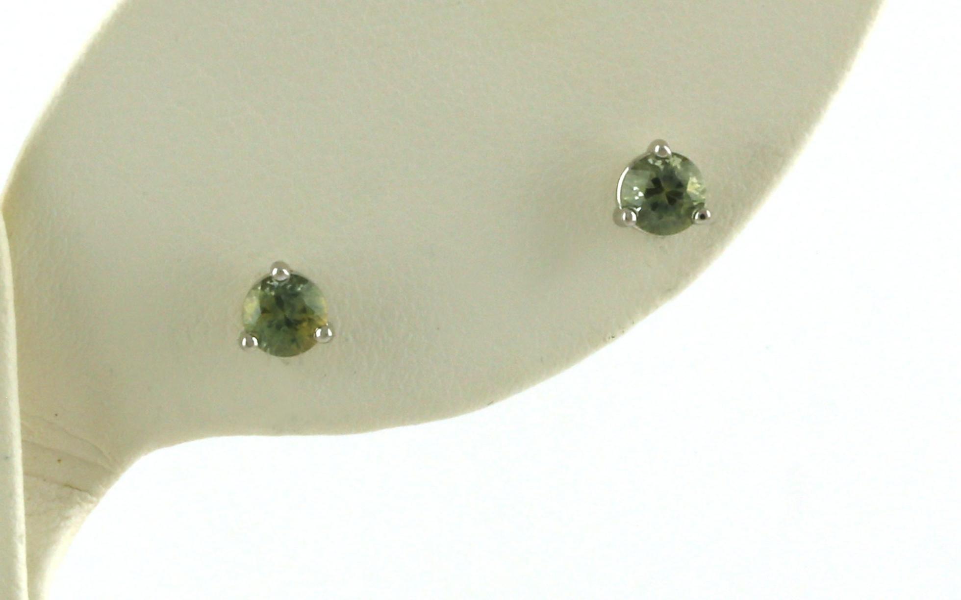 Green Montana Sapphire Stud Earrings in 3-Prong Martini Settings in Yellow Gold (1.44cts TWT)