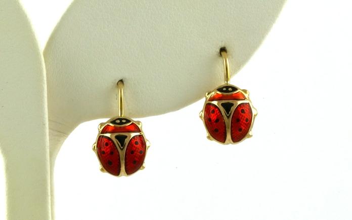 content/products/Estate Piece: Ladybug Red and Black Enamel Leverback Earrings in Yellow Gold