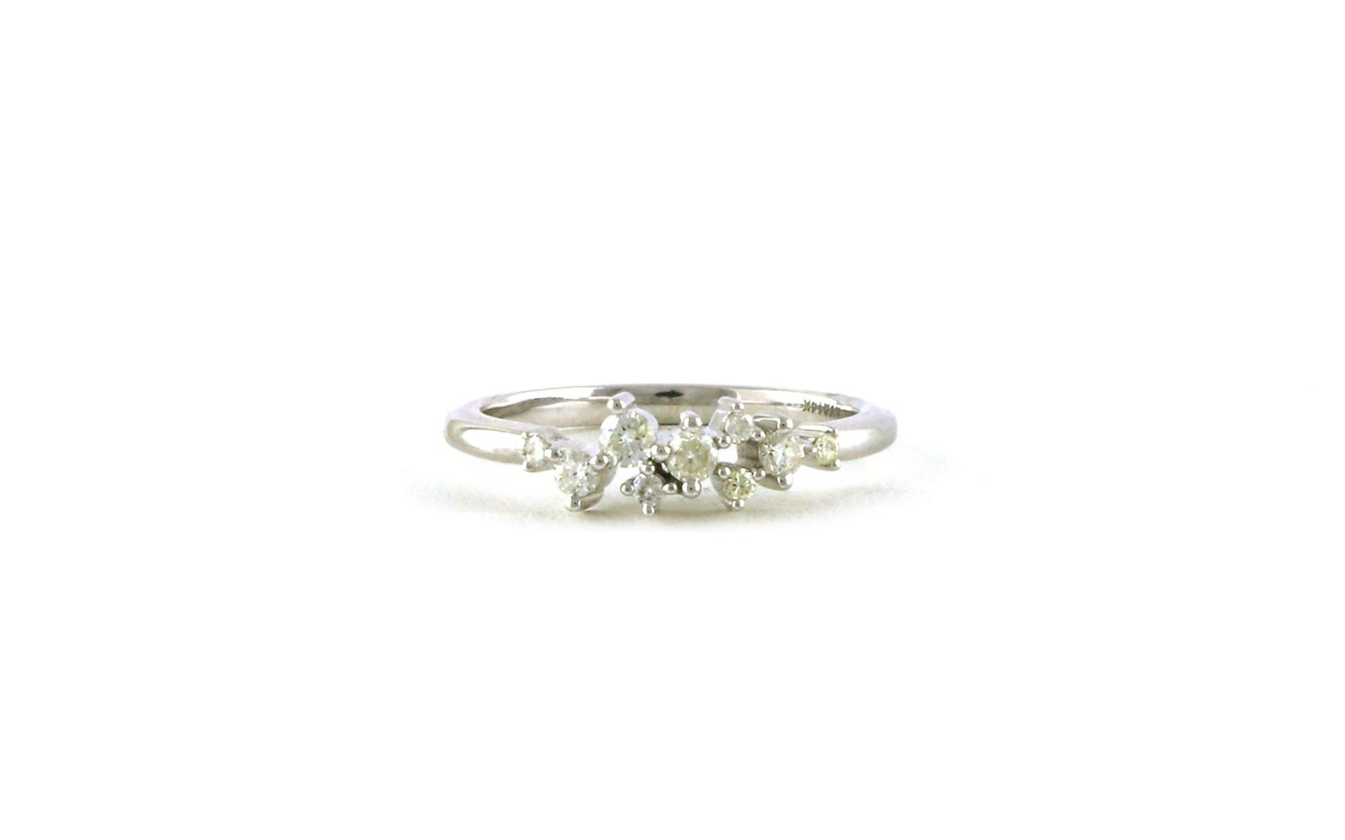 9-Stone Asymmetrical Cluster Diamond Ring in White Gold (0.26cts TWT)