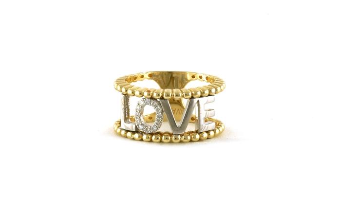 content/products/Wide LOVE Diamond Ring in Two-tone Yellow Gold with Rhodium Plating (0.10cts TWT)