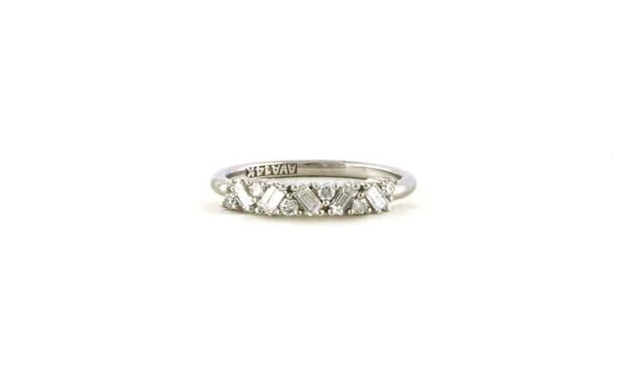 content/products/Zig Zag Round and Baguette-cut Diamond Cluster Wedding Band in White Gold (0.50cts TWT)