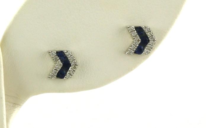 content/products/Chevron Sapphire and Diamond Stud Earrings in White Gold (0.43cts TWT)